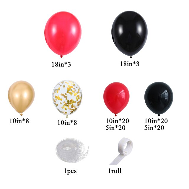 104pcs Red and Black Gold Balloons Garland Arch Kit 18th 21st 30th 40th 50th Birthday Party Decorations Valentines Day Globos - Originalsgroup