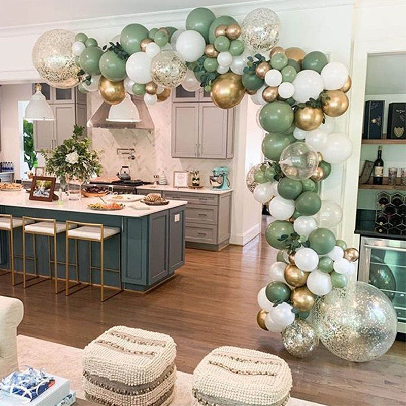 119pcs New Retro Color Bean Paste Green Balloon Arch Garland Kit Wedding Hawaiian Party Birthday Ballons Globos Decoration - Originalsgroup