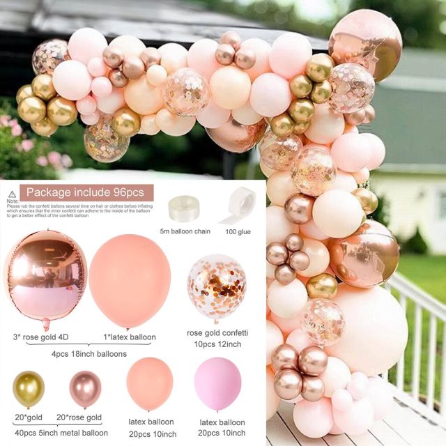 PATIMATE Rose Gold Balloon Arch Garland Kit Wedding Birthday Baloon Birthday Party Decor Kids Baby Shower Latex Confetti Ballon - Originalsgroup