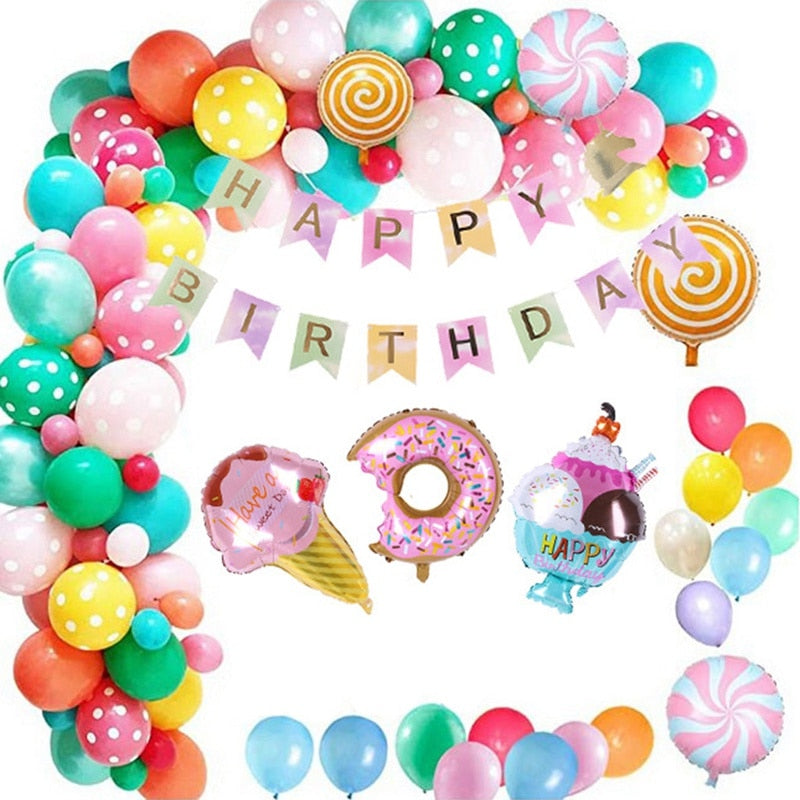 Candy Donut Ice Cream Foil Balloon Sets Arch Kit Set Sun Moon Star Children's Birthday Party Colorful Home Decoration - Originalsgroup