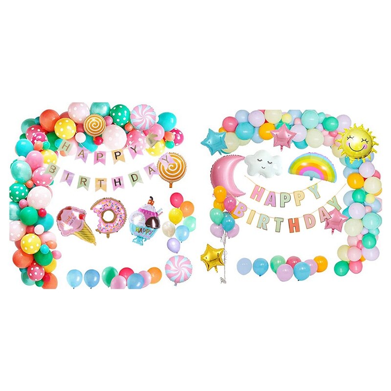 Candy Donut Ice Cream Foil Balloon Sets Arch Kit Set Sun Moon Star Children's Birthday Party Colorful Home Decoration - Originalsgroup