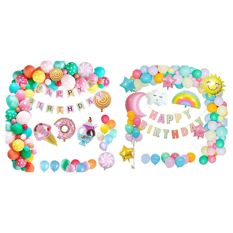 Candy Donut Ice Cream Foil Balloon Sets Arch Kit Set Sun Moon Star Children's Birthday Party Colorful Home Decoration - Originalsgroup
