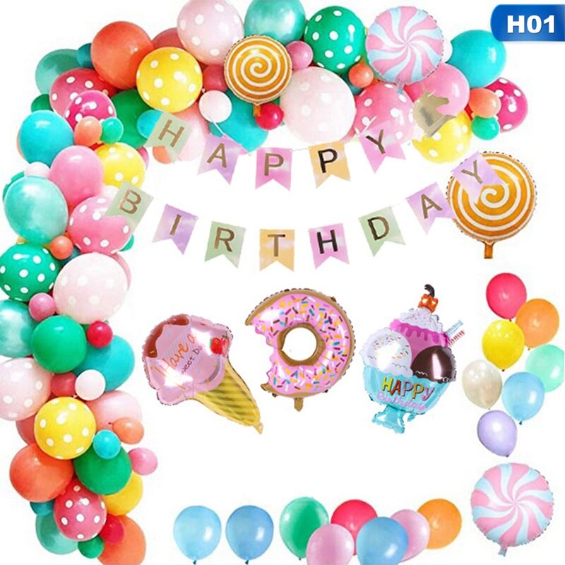 Candy Donut Ice Cream Foil Balloon Sets Arch Kit Set Sun Moon Star Children's Birthday Party Colorful Home Decoration - Originalsgroup