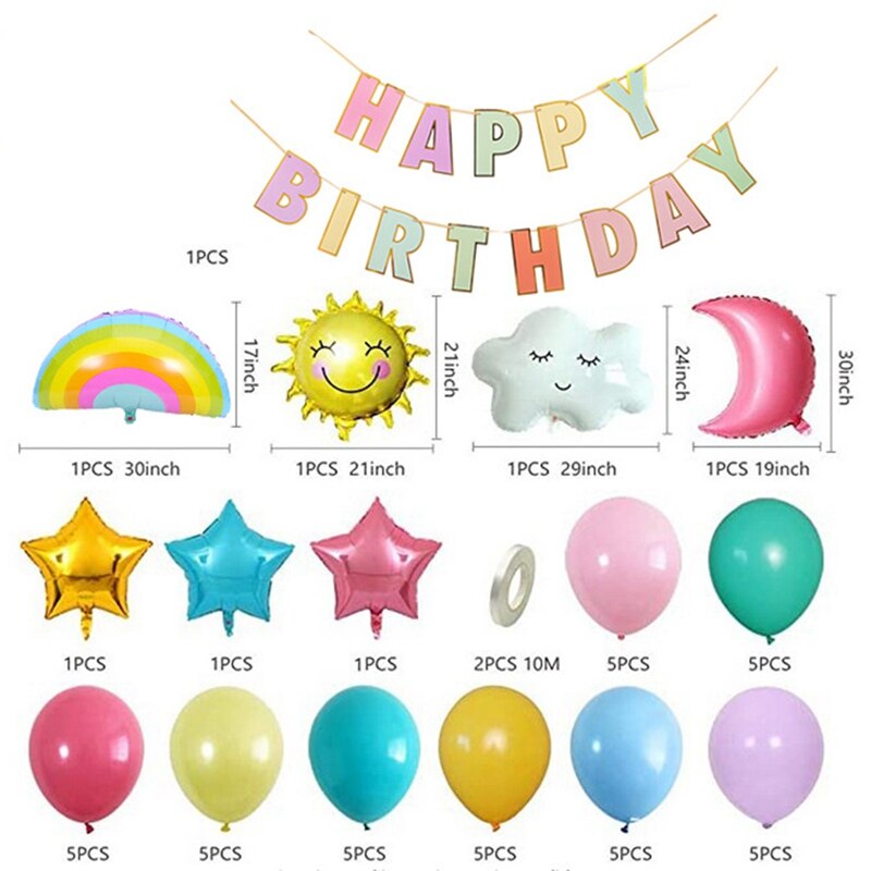 Candy Donut Ice Cream Foil Balloon Sets Arch Kit Set Sun Moon Star Children's Birthday Party Colorful Home Decoration - Originalsgroup