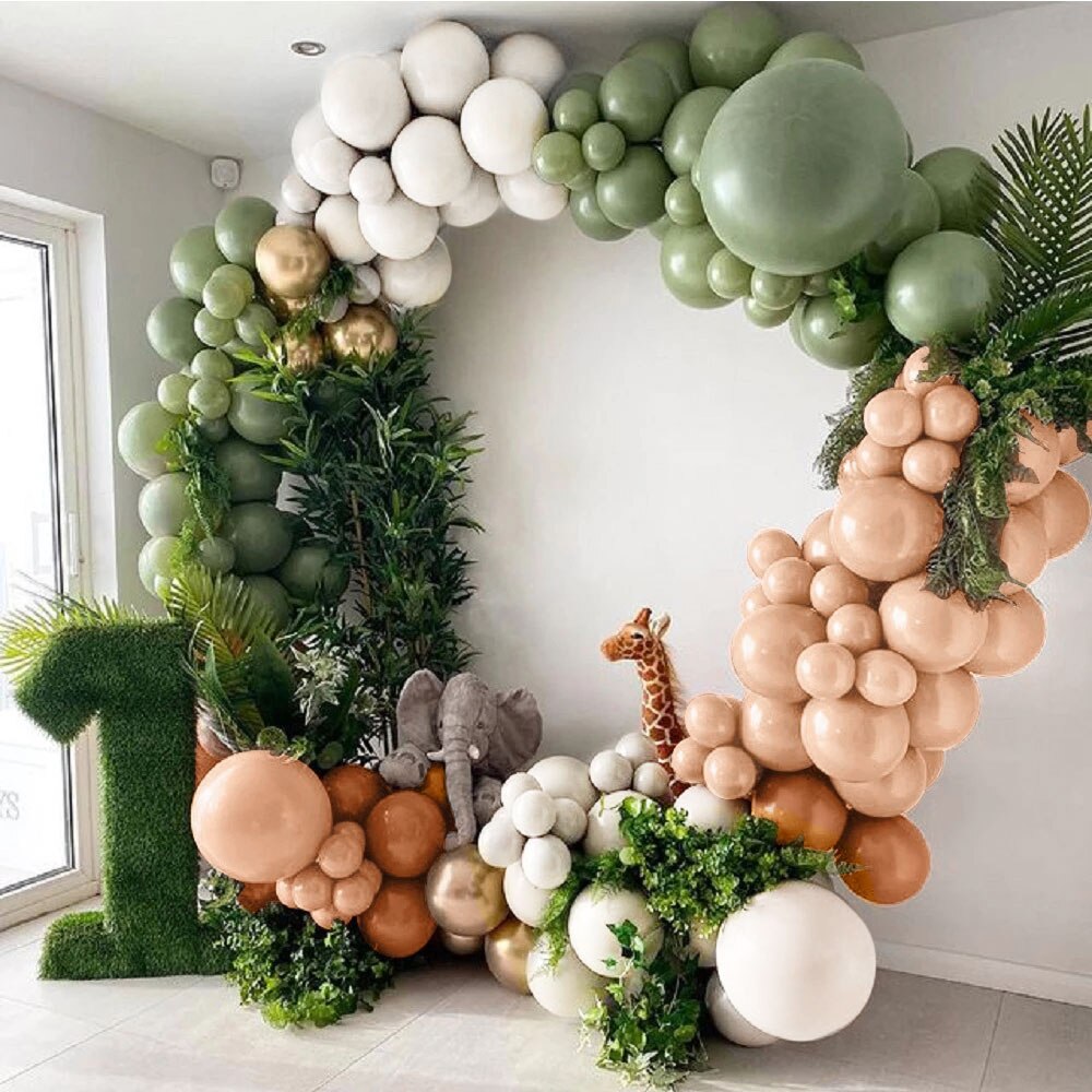 152pcs Retro Green Balloon Garland Arch Kit Avocado Green Balloon Valentine Wedding Birthday Party Decors Gold Latex Baby Shower - Originalsgroup