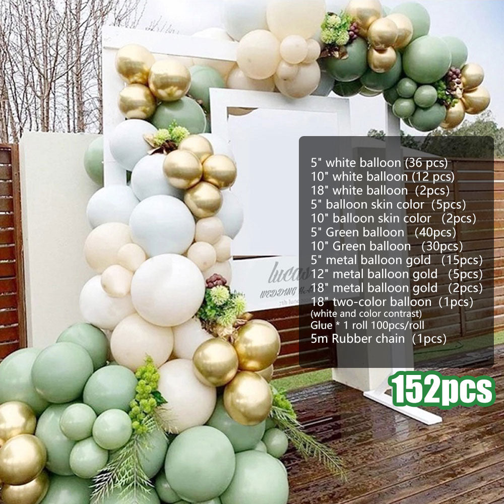152pcs Retro Green Balloon Garland Arch Kit Avocado Green Balloon Valentine Wedding Birthday Party Decors Gold Latex Baby Shower - Originalsgroup