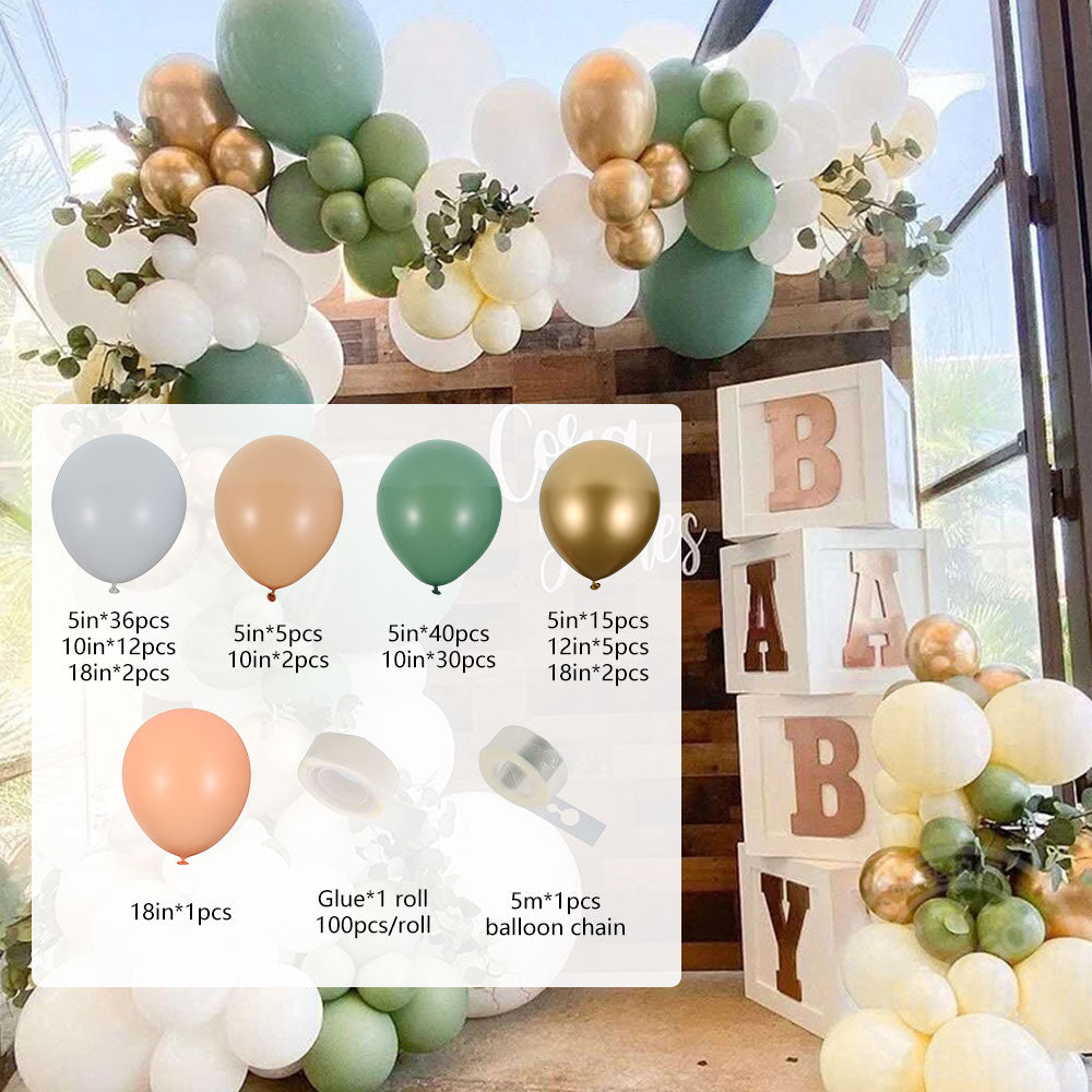 152pcs Retro Green Balloon Garland Arch Kit Avocado Green Balloon Valentine Wedding Birthday Party Decors Gold Latex Baby Shower - Originalsgroup