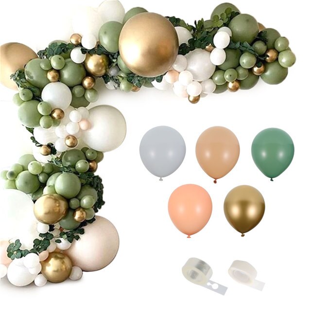 152pcs Retro Green Balloon Garland Arch Kit Avocado Green Balloon Valentine Wedding Birthday Party Decors Gold Latex Baby Shower - Originalsgroup