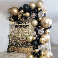 Black Gold Balloon Garland Arch Kit Chrome Gold Latex Ballon Happy Birthday Party Decor Kids Adult Wedding Baby Shower Balloons - Originalsgroup