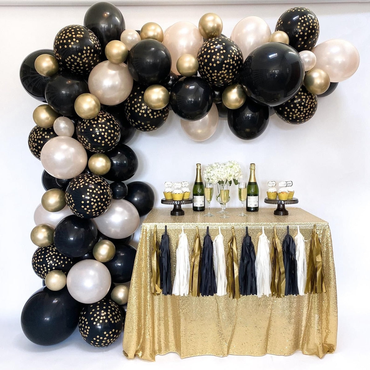 Black Gold Balloon Garland Arch Kit Chrome Gold Latex Ballon Happy Birthday Party Decor Kids Adult Wedding Baby Shower Balloons - Originalsgroup