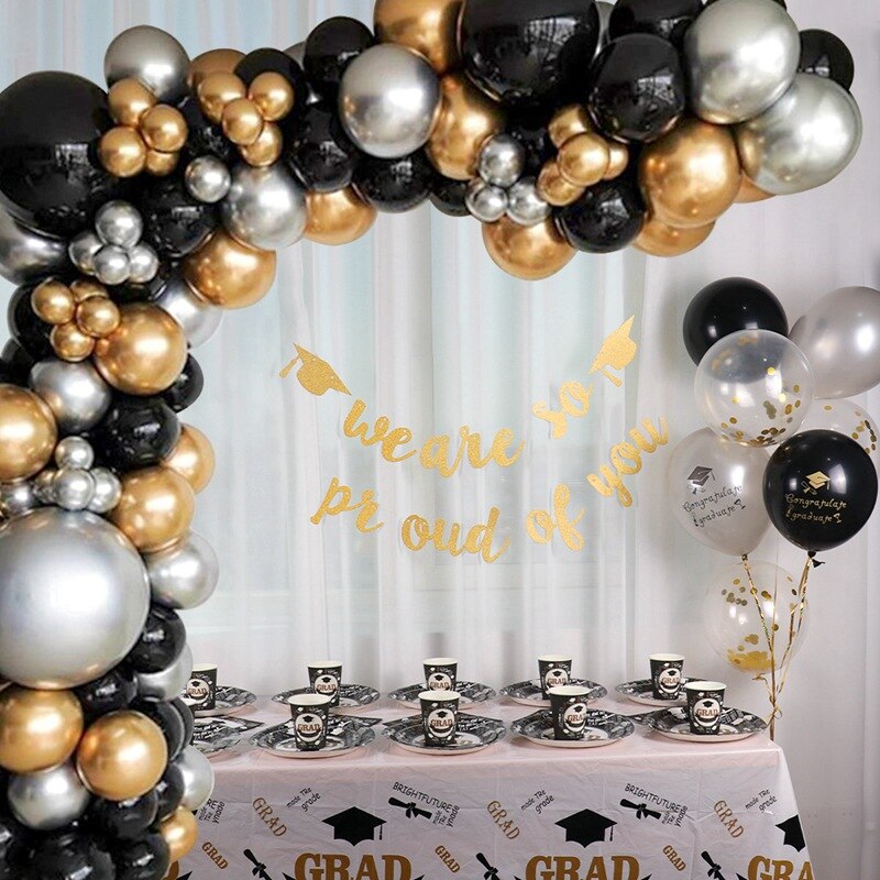 Black Gold Balloon Garland Arch Kit Chrome Gold Latex Ballon Happy Birthday Party Decor Kids Adult Wedding Baby Shower Balloons - Originalsgroup