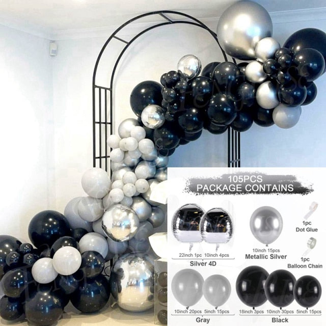Black Gold Balloon Garland Arch Kit Chrome Gold Latex Ballon Happy Birthday Party Decor Kids Adult Wedding Baby Shower Balloons - Originalsgroup