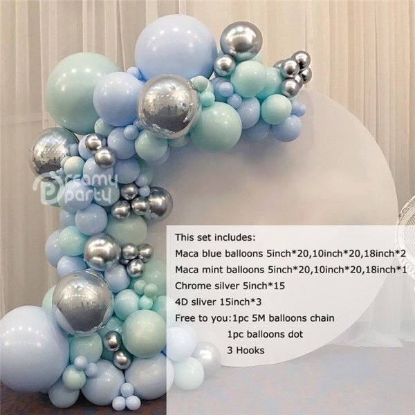 Macaron Blue Mint Pastel Balloons Garland Arch Kit Sliver 101pcs DIY Birthday Wedding Baby Shower New Year Party globos Decorati - Originalsgroup