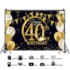 40th Birthday Party Decorations Gold Blue Metallic Balloons Garland Kit With Backdrops Background For Men Women Party Decor - Originalsgroup