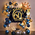 40th Birthday Party Decorations Gold Blue Metallic Balloons Garland Kit With Backdrops Background For Men Women Party Decor - Originalsgroup