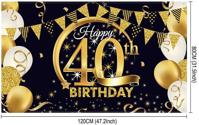 40th Birthday Party Decorations Gold Blue Metallic Balloons Garland Kit With Backdrops Background For Men Women Party Decor - Originalsgroup