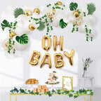 Greenery Baby Shower Neutral White Balloon Garland Arch Kit Oh Baby Banner With Ivy Leaf Garland Vines Birthday Balloons Decor - Originalsgroup