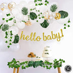 Greenery Baby Shower Neutral White Balloon Garland Arch Kit Oh Baby Banner With Ivy Leaf Garland Vines Birthday Balloons Decor - Originalsgroup