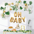 Greenery Baby Shower Neutral White Balloon Garland Arch Kit Oh Baby Banner With Ivy Leaf Garland Vines Birthday Balloons Decor - Originalsgroup