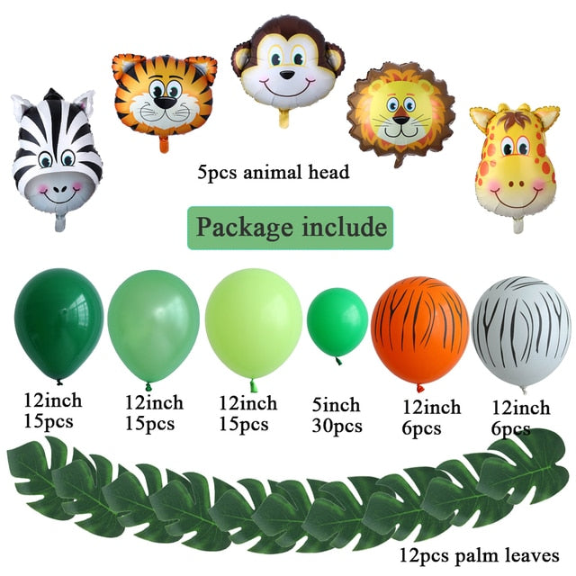 106pcs Animal Balloons Garland Kit Jungle Safari Theme Party Supplies Favors Kids Boys Birthday Party Baby Shower Decorations - Originalsgroup