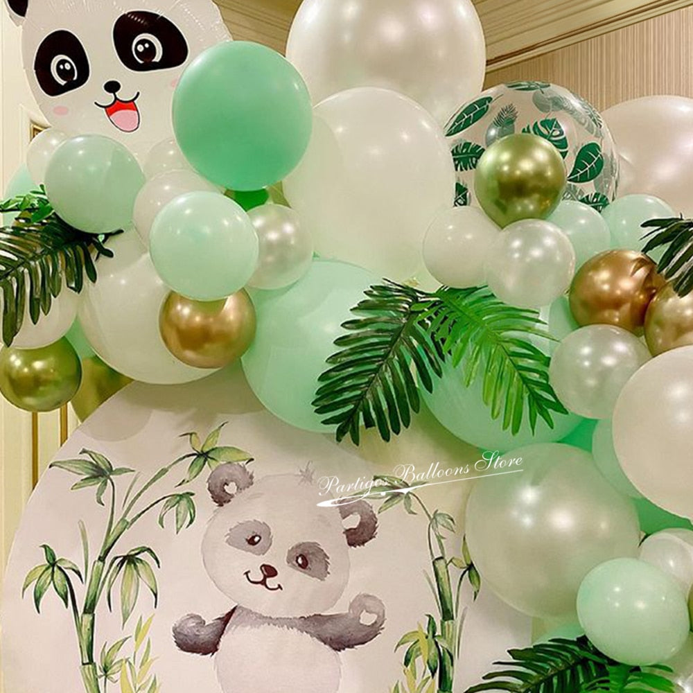 115pcs Macaron Green Balloon Garland Arch Kit Chrome Metallic Light Green Latex Balloons Panda Theme Birthday Party Decorations - Originalsgroup