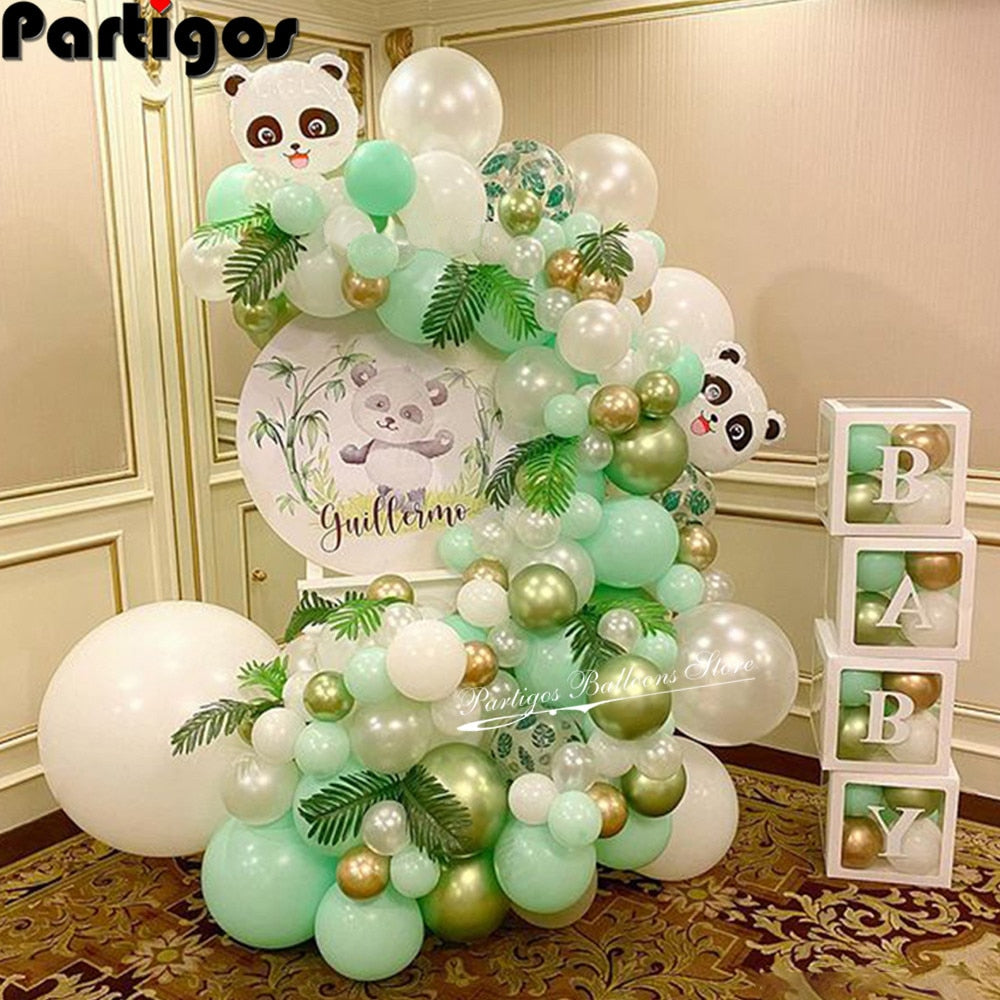 115pcs Macaron Green Balloon Garland Arch Kit Chrome Metallic Light Green Latex Balloons Panda Theme Birthday Party Decorations - Originalsgroup