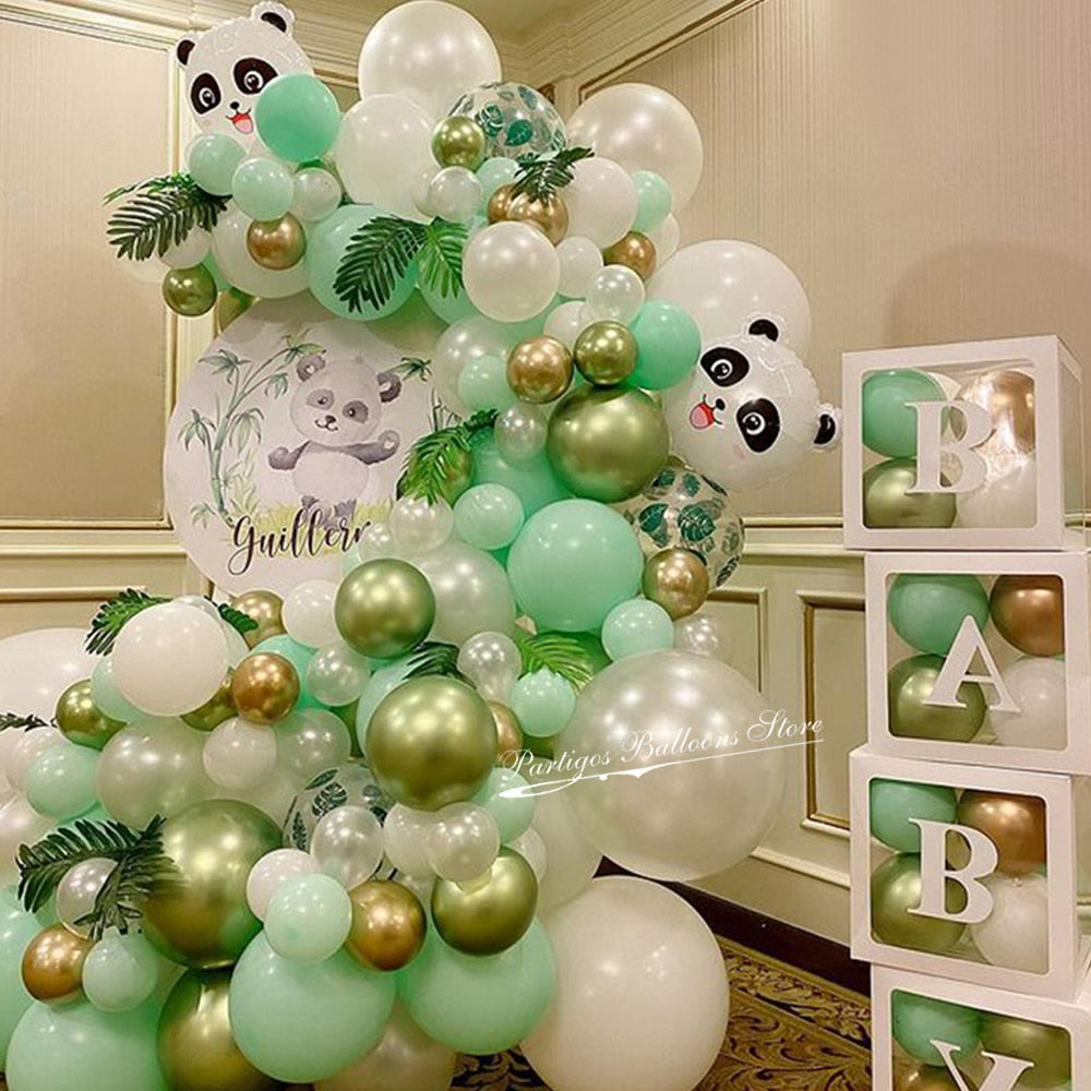 115pcs Macaron Green Balloon Garland Arch Kit Chrome Metallic Light Green Latex Balloons Panda Theme Birthday Party Decorations - Originalsgroup