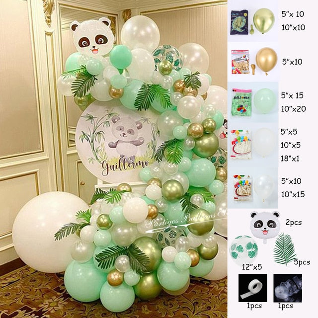 115pcs Macaron Green Balloon Garland Arch Kit Chrome Metallic Light Green Latex Balloons Panda Theme Birthday Party Decorations - Originalsgroup