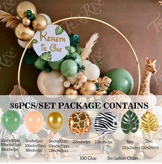 Jungle Safari Birthday Party Balloon Garland Arch Kit Animal Balloons for Kids Boys Birthday Party Baby Shower Decorations - Originalsgroup