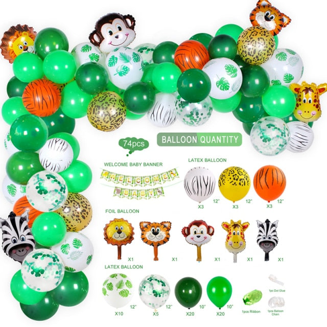 Jungle Safari Birthday Party Balloon Garland Arch Kit Animal Balloons for Kids Boys Birthday Party Baby Shower Decorations - Originalsgroup