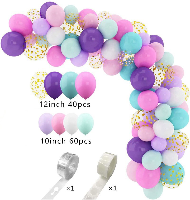 102pcs Unicorn Balloon Garland Arch Kit For Kids Girls Birthday Party Decorations Glitter Confetti Pastel Latex Balloons - Originalsgroup