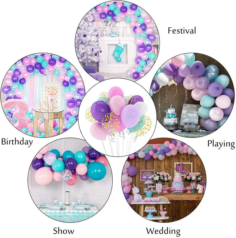 102pcs Unicorn Balloon Garland Arch Kit For Kids Girls Birthday Party Decorations Glitter Confetti Pastel Latex Balloons - Originalsgroup