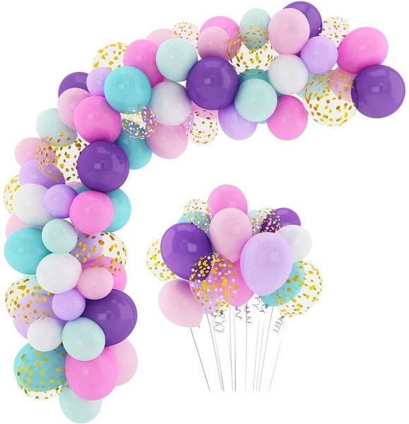 102pcs Unicorn Balloon Garland Arch Kit For Kids Girls Birthday Party Decorations Glitter Confetti Pastel Latex Balloons - Originalsgroup