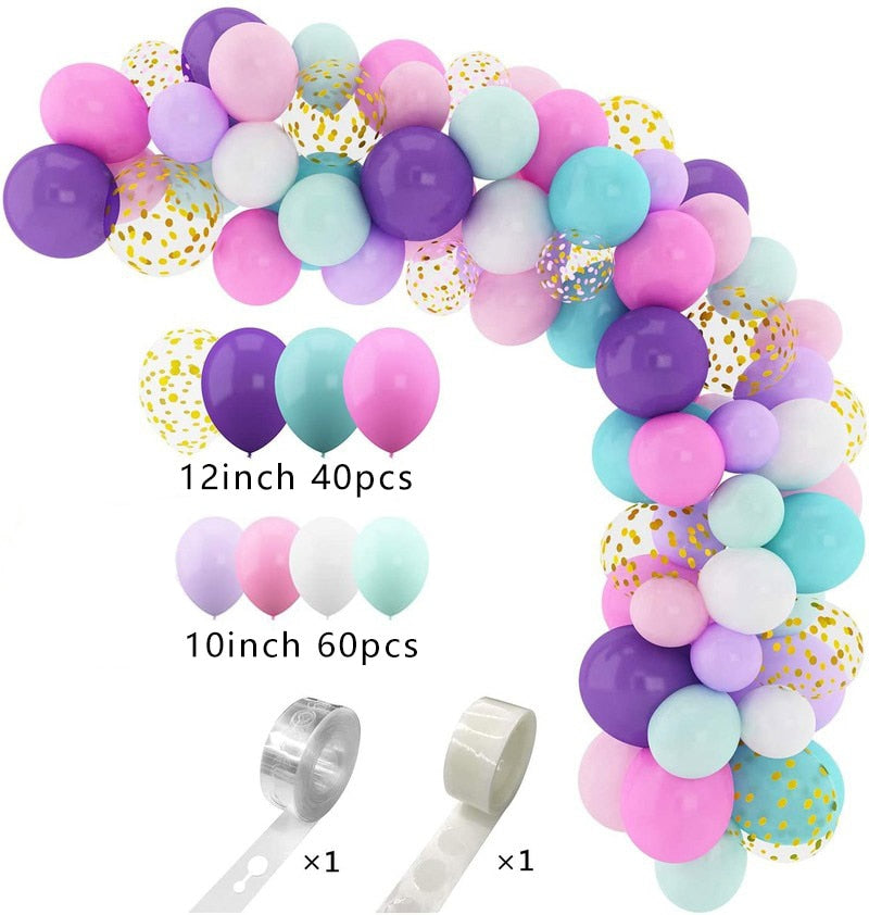 102pcs Unicorn Balloon Garland Arch Kit For Kids Girls Birthday Party Decorations Glitter Confetti Pastel Latex Balloons - Originalsgroup