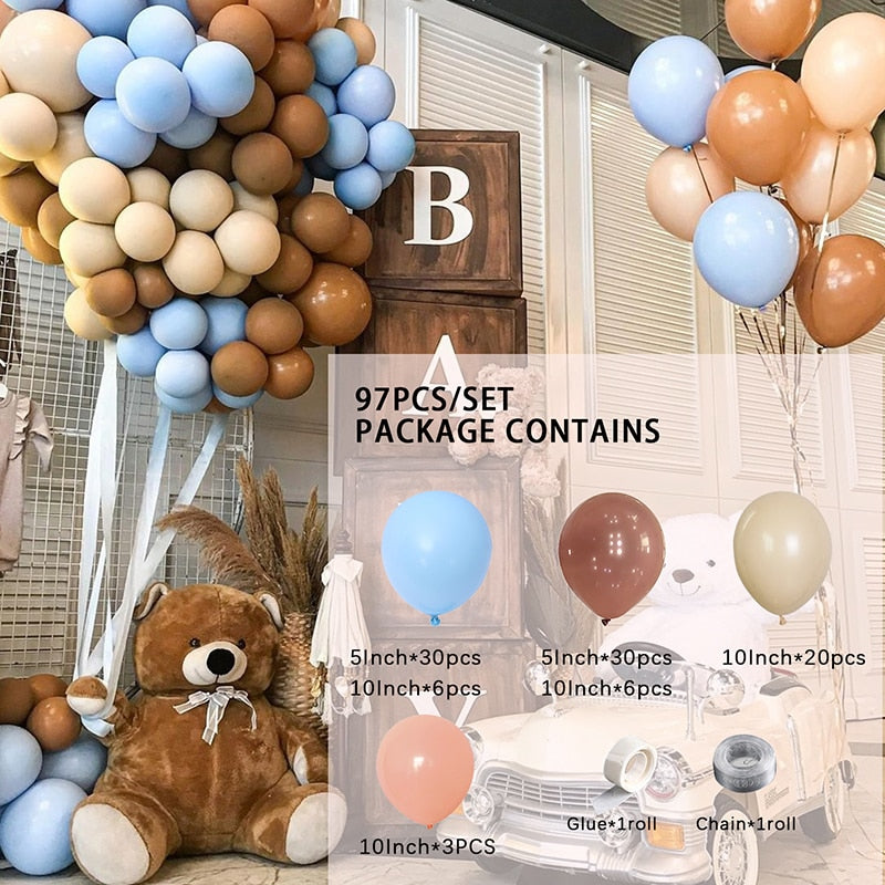 VV Macaron 5/10/12 Inch Latex Balloon Set Matte Nude&Blue Color Balloons Arch Kit Decoration for Kids Birthday Party Baby Shower - Originalsgroup