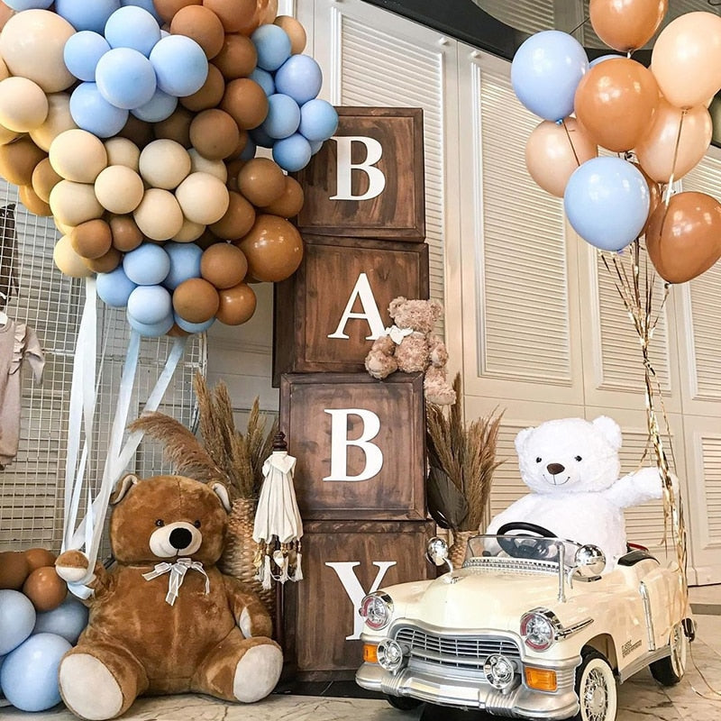 VV Macaron 5/10/12 Inch Latex Balloon Set Matte Nude&Blue Color Balloons Arch Kit Decoration for Kids Birthday Party Baby Shower - Originalsgroup