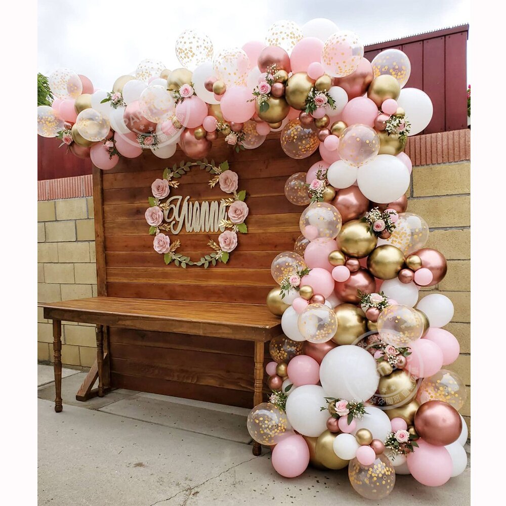 167pcs Rose Gold Balloon Garland Arch Kit Pink White Chrome Balloon Valentines Day Wedding Birthday Party Decoration Kids Globos - Originalsgroup
