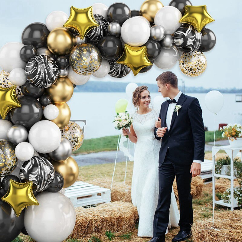 Black Gold Balloon Garland Arch Kit Chrome Gold Latex Ballon Happy Birthday Party Decor Kids Adult Wedding Baby Shower Balloons - Originalsgroup