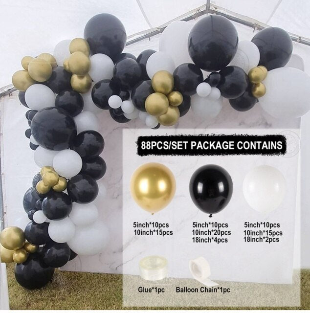 Black Gold Balloon Garland Arch Kit Chrome Gold Latex Ballon Happy Birthday Party Decor Kids Adult Wedding Baby Shower Balloons - Originalsgroup