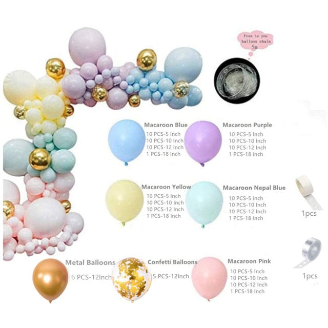 168pcs Rainbow Balloon Garland Arch Kit Pastel Macaron Latex Balloons for Birthday Baby Shower Wedding Unicorn Party Decorations - Originalsgroup