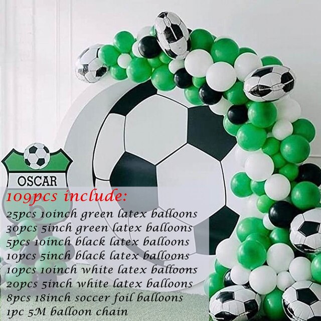 Soccer Party Balloon Garland Arch Kit Green Black Balloon For Football Party Decoration Air Gobos Kids Toys World Cup Supplies - Originalsgroup