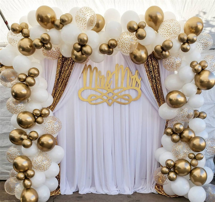 White Gold Balloons Garland Arch Kit Chorme Gold Metal Polka Dot Latex Balloons Wedding Birthday Baby Shower Party Decorations - Originalsgroup