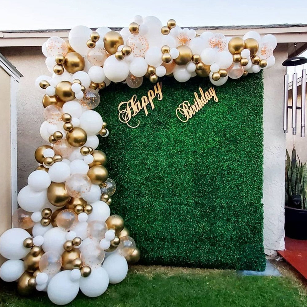 White Gold Balloons Garland Arch Kit Chorme Gold Metal Polka Dot Latex Balloons Wedding Birthday Baby Shower Party Decorations - Originalsgroup