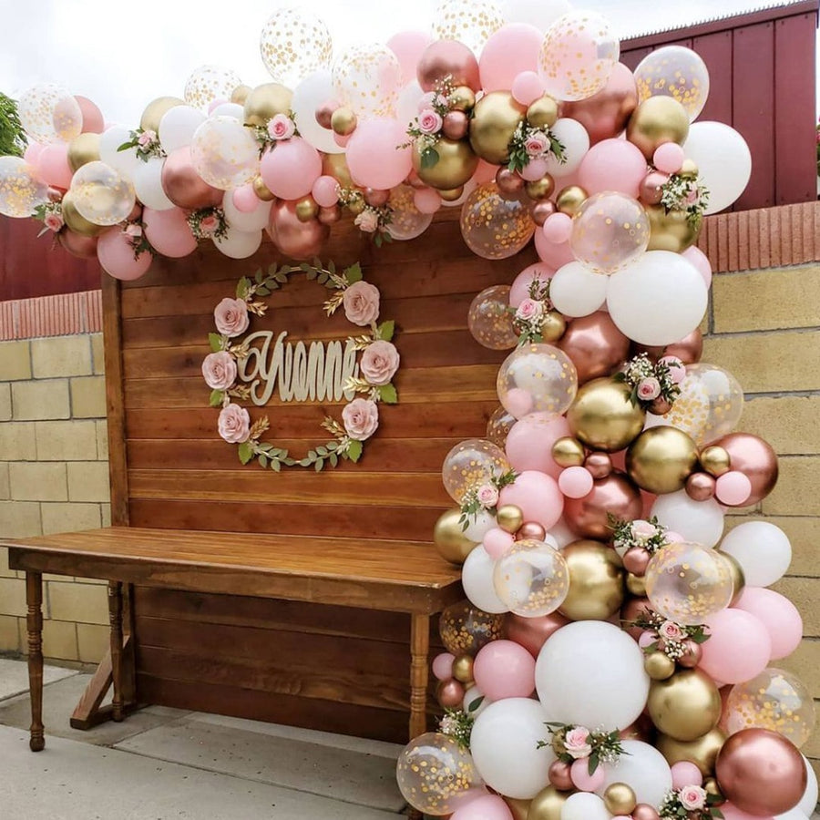 White Gold Balloons Garland Arch Kit Chorme Gold Metal Polka Dot Latex Balloons Wedding Birthday Baby Shower Party Decorations - Originalsgroup