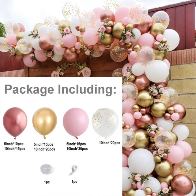 White Gold Balloons Garland Arch Kit Chorme Gold Metal Polka Dot Latex Balloons Wedding Birthday Baby Shower Party Decorations - Originalsgroup