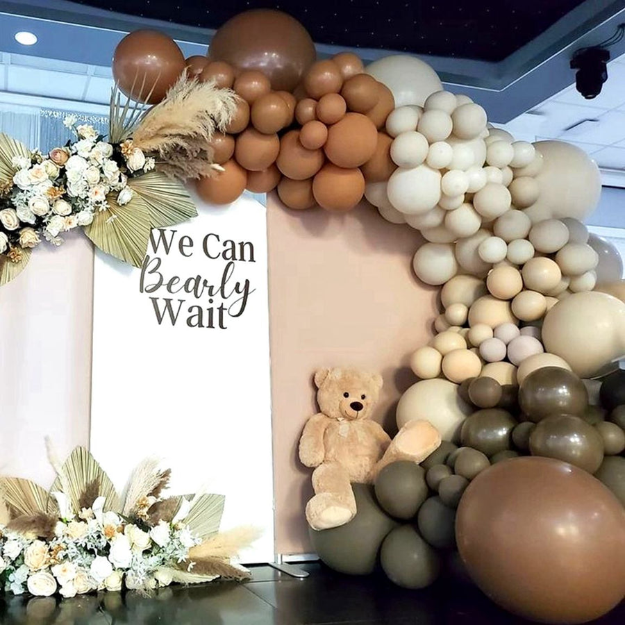 Cream Coffee Brown Balloon Garland Arch Kit 1st Birthday Party Decorations Kids Latex Baloon Baby Shower Teddy Bear Theme Ballon - Originalsgroup