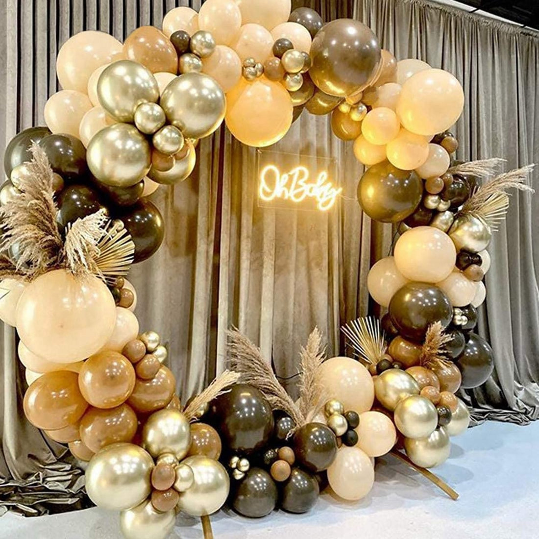 Cream Coffee Brown Balloon Garland Arch Kit 1st Birthday Party Decorations Kids Latex Baloon Baby Shower Teddy Bear Theme Ballon - Originalsgroup