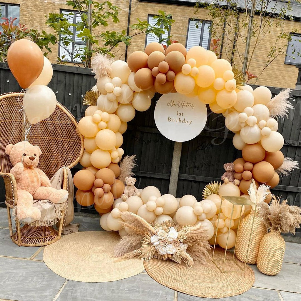 Cream Coffee Brown Balloon Garland Arch Kit 1st Birthday Party Decorations Kids Latex Baloon Baby Shower Teddy Bear Theme Ballon - Originalsgroup