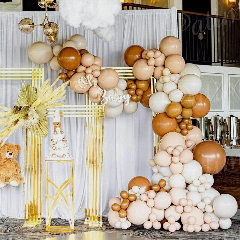 Cream Coffee Brown Balloon Garland Arch Kit 1st Birthday Party Decorations Kids Latex Baloon Baby Shower Teddy Bear Theme Ballon - Originalsgroup