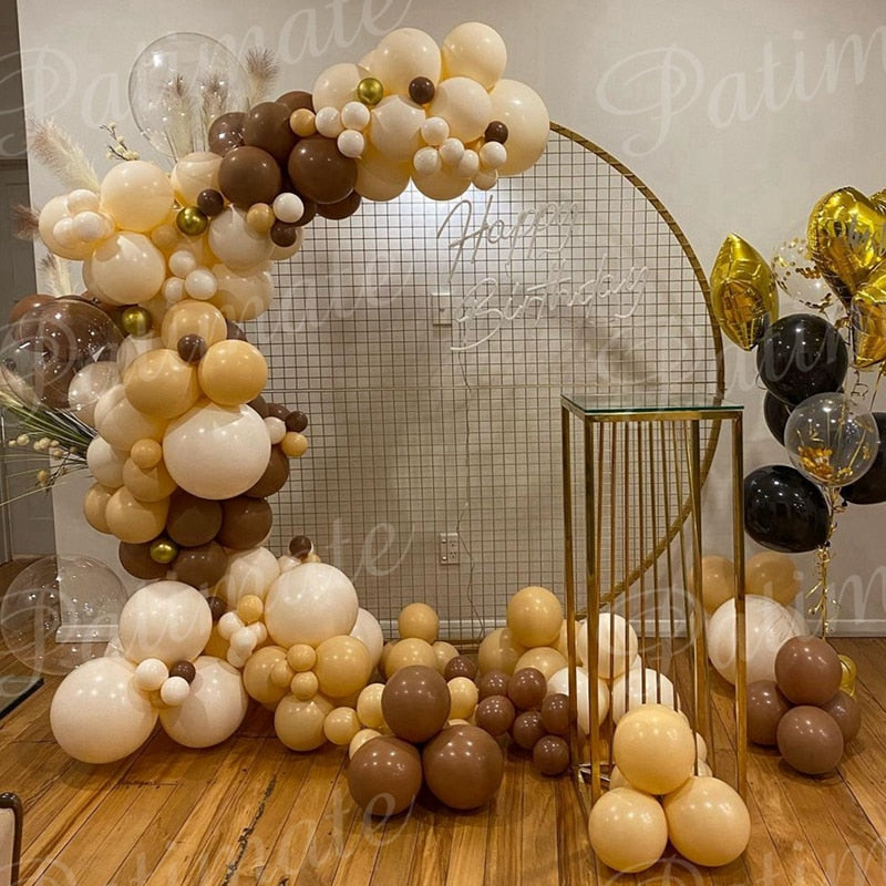 Cream Coffee Brown Balloon Garland Arch Kit 1st Birthday Party Decorations Kids Latex Baloon Baby Shower Teddy Bear Theme Ballon - Originalsgroup